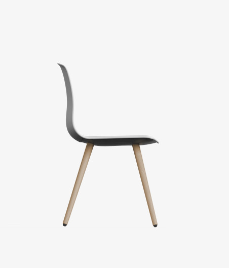 Silla patas madera noom 50 lateral blanca