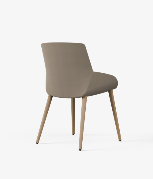 Silla patas madera tapizada noom 50 perspectiva beige 2