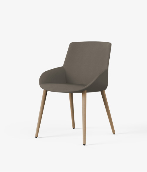 Silla patas madera tapizada noom 50 perspectiva marron