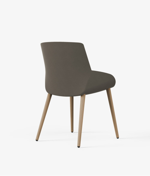 Silla patas madera tapizada noom 50 perspectiva marron 2