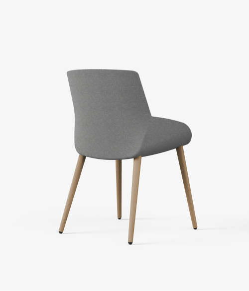 Silla patas madera tapizada noom 50 perspectiva gris 2