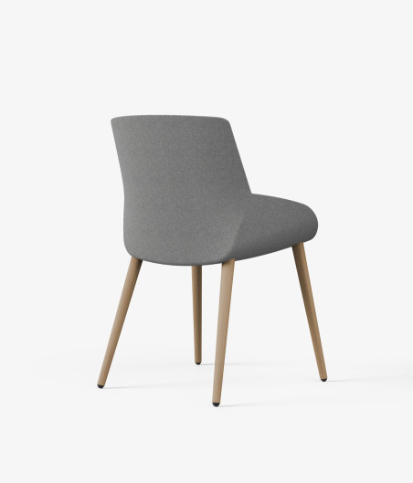 Silla patas madera tapizada noom 50 trasera gris