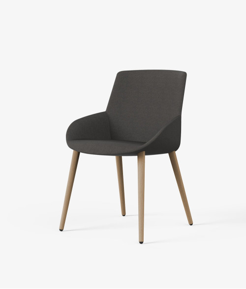 Silla patas madera tapizada noom 50 perspectiva melange