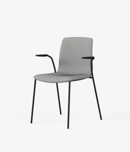 silla tapizada gris perspectiva