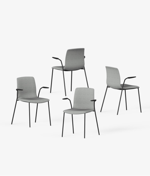 silla tapizada gris perspectiva 2