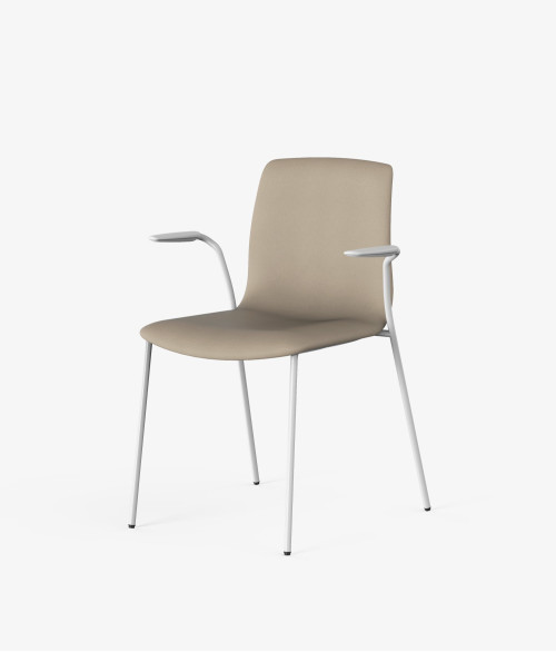 silla blanca tapizado beige perspectiva