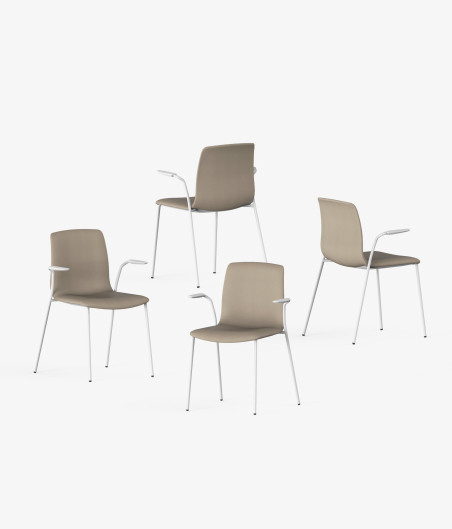 silla blanca tapizado beige cuatro