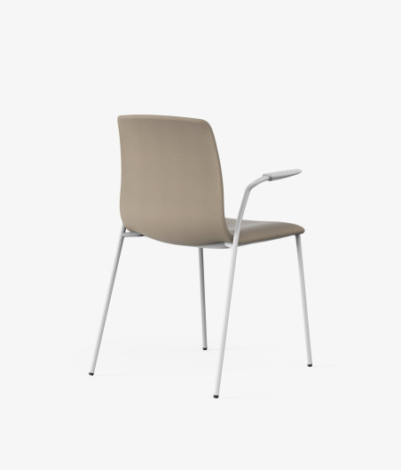 silla blanca tapizado beige delantera