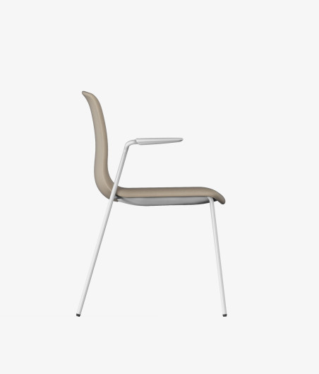 silla blanca tapizado beige lateral