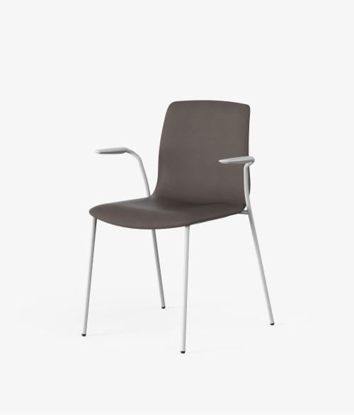 silla blanca tapizado marron perspectiva