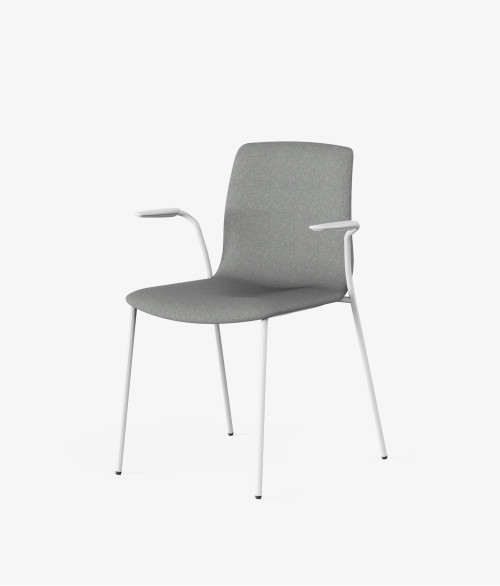 silla blanca tapizado gris perspectiva