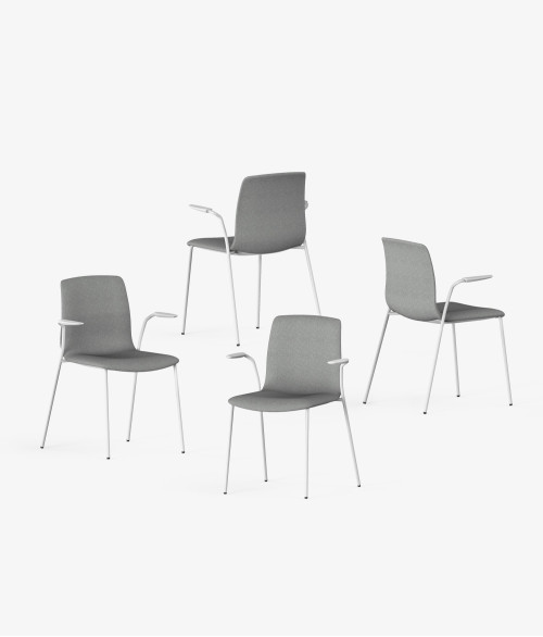 silla blanca tapizado gris perspectiva 2