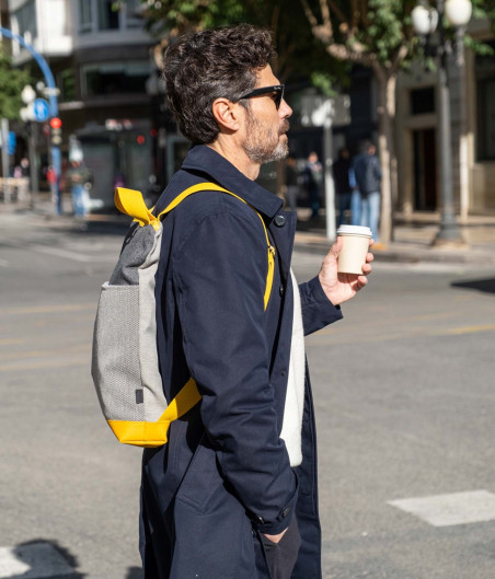 Mochila Artesanal Slim Gris y Amarillo ➤Tienda online ACTIU©
