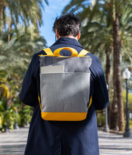 Mochila Artesanal Slim Gris y Amarillo ➤Tienda online ACTIU©