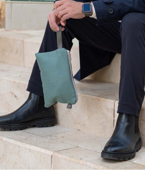 Neceser artesanal de viaje en verde ➤ Tienda online ACTIU ©